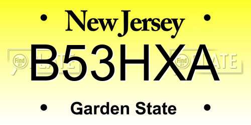 B53HXA New Jersey License Plate