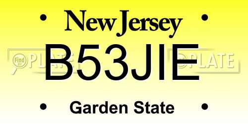 B53JIE New Jersey License Plate