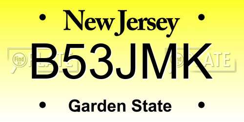 B53JMK New Jersey License Plate