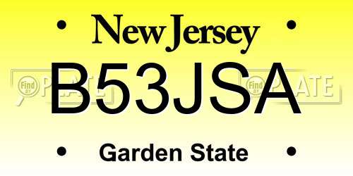B53JSA New Jersey License Plate