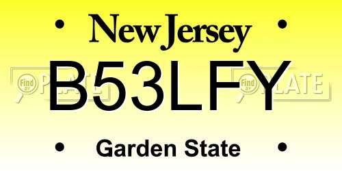 B53LFY New Jersey License Plate