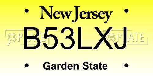 B53LXJ New Jersey License Plate