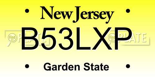 B53LXP New Jersey License Plate