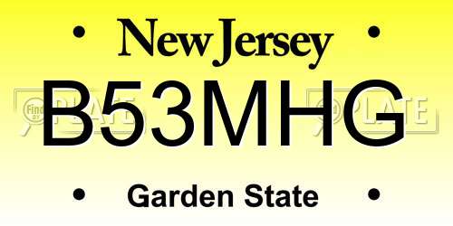 B53MHG New Jersey License Plate
