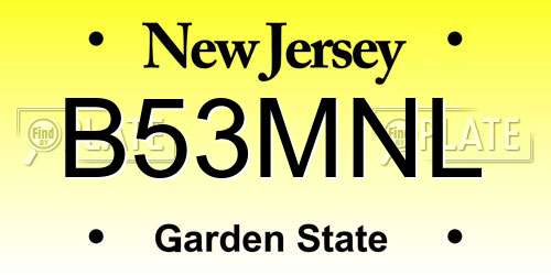 B53MNL New Jersey License Plate