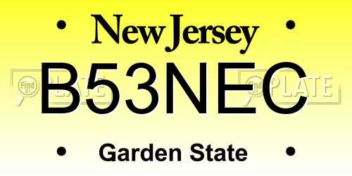 B53NEC New Jersey License Plate