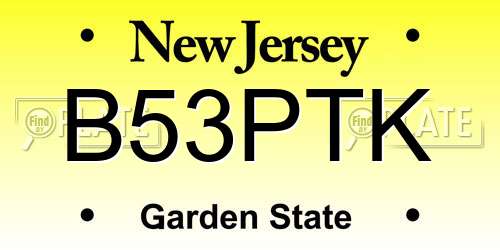 B53PTK New Jersey License Plate