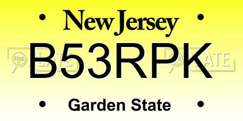 B53RPK New Jersey License Plate