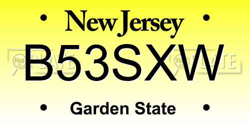 B53SXW New Jersey License Plate