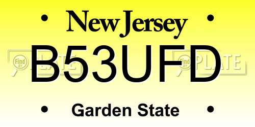B53UFD New Jersey License Plate
