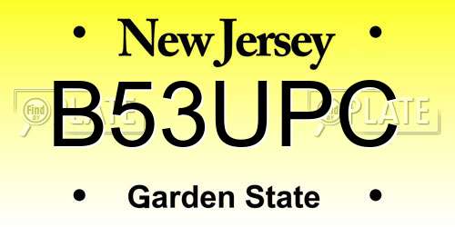 B53UPC New Jersey License Plate
