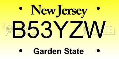 B53YZW New Jersey License Plate