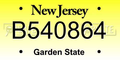B540864 New Jersey License Plate