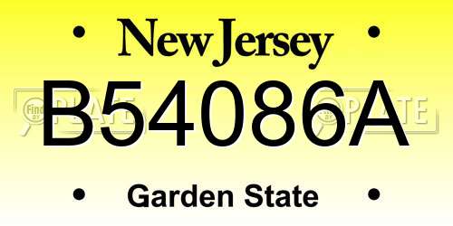 B54086A New Jersey License Plate