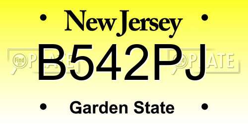 B542PJ New Jersey License Plate