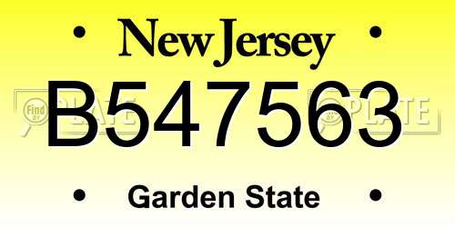 B547563 New Jersey License Plate