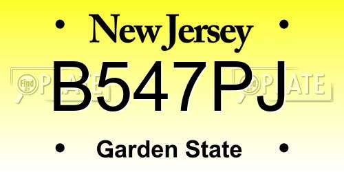 B547PJ New Jersey License Plate