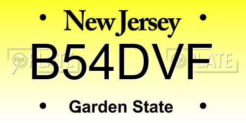 B54DVF New Jersey License Plate