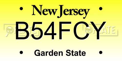 B54FCY New Jersey License Plate