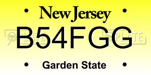 B54FGG New Jersey License Plate