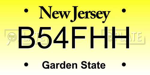 B54FHH New Jersey License Plate