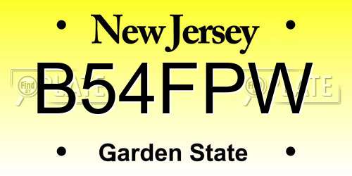 B54FPW New Jersey License Plate