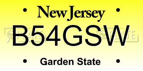 B54GSW New Jersey License Plate