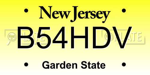 B54HDV New Jersey License Plate