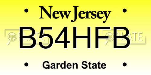 B54HFB New Jersey License Plate