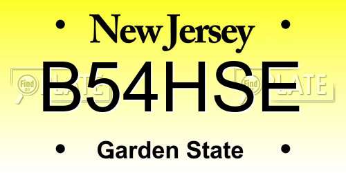 B54HSE New Jersey License Plate