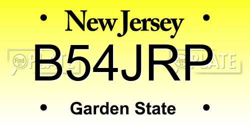 B54JRP New Jersey License Plate