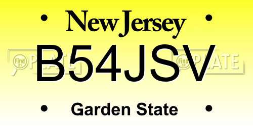 B54JSV New Jersey License Plate
