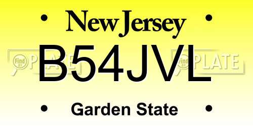 B54JVL New Jersey License Plate
