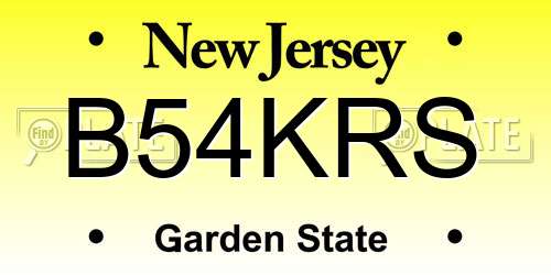 B54KRS New Jersey License Plate