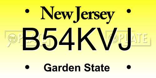 B54KVJ New Jersey License Plate
