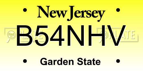 B54NHV New Jersey License Plate