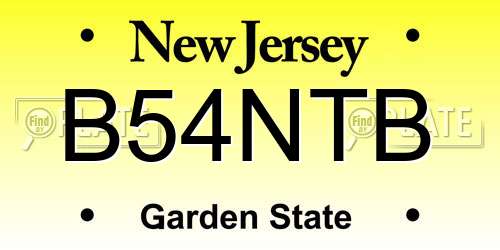 B54NTB New Jersey License Plate