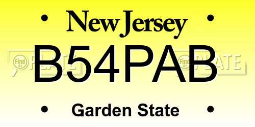 B54PAB New Jersey License Plate
