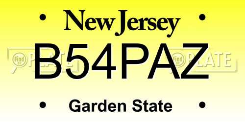 B54PAZ New Jersey License Plate