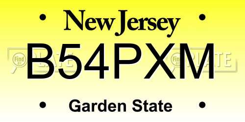 B54PXM New Jersey License Plate