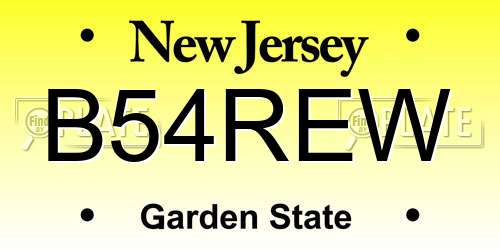 B54REW New Jersey License Plate