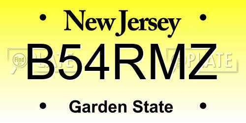 B54RMZ New Jersey License Plate