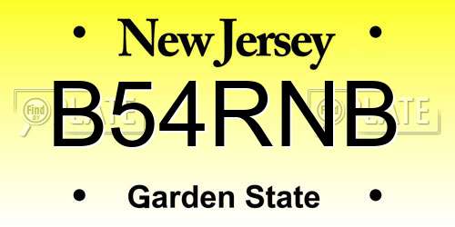B54RNB New Jersey License Plate