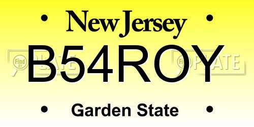 B54ROY New Jersey License Plate