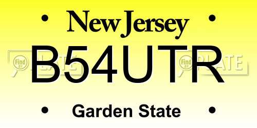 B54UTR New Jersey License Plate