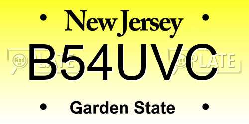B54UVC New Jersey License Plate