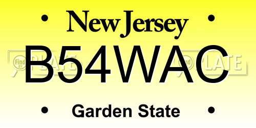 B54WAC New Jersey License Plate