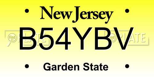B54YBV New Jersey License Plate