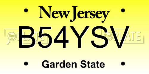 B54YSV New Jersey License Plate