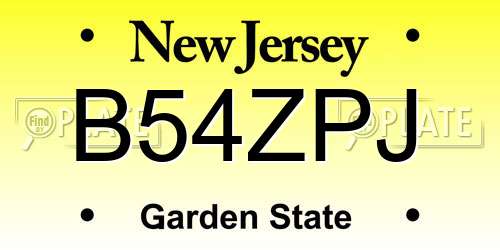 B54ZPJ New Jersey License Plate